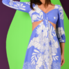 Vestido manga longa com recorte