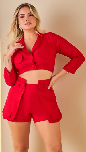 Cropped com gola blazer