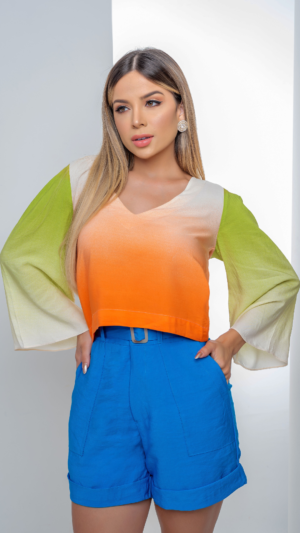 Cropped manga longa mary luz