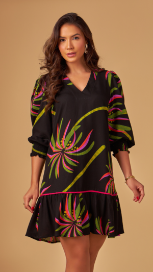 Vestido estampado Visc Slub