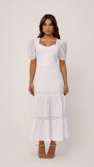 Vestido Crepe moss com Laise
